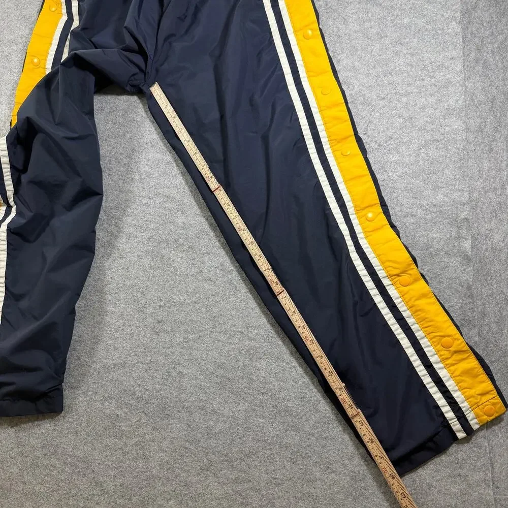 Vintage Holloway Track Pants Mens M Navy Yellow Stripe Snap Side Tearaway Wind